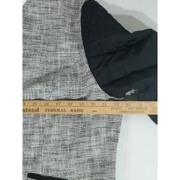 Chicos Jacket 3 or XL Black White Mixed Media Tweed Quilted Sleeves Lightweight - Picture 6 of 7